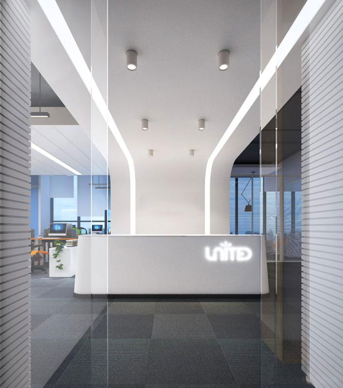 能源集團公司辦公室前臺裝修設(shè)計效果圖