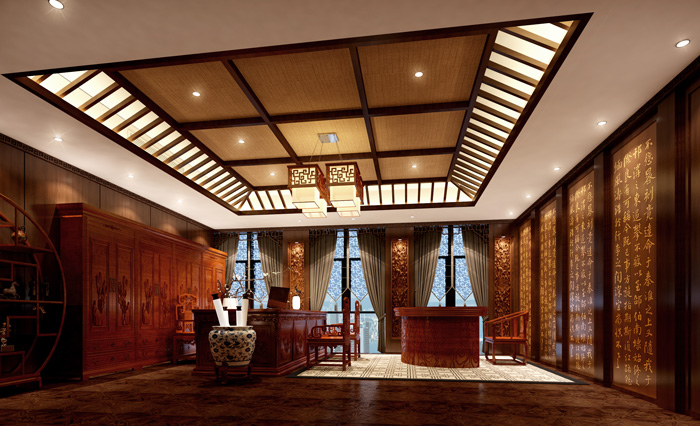 中式摩登總經理辦公室裝修設計效果圖