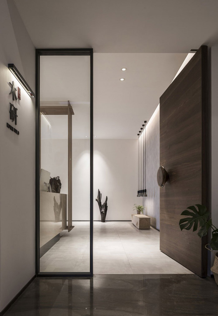 新中式辦公室進門區設計效果圖