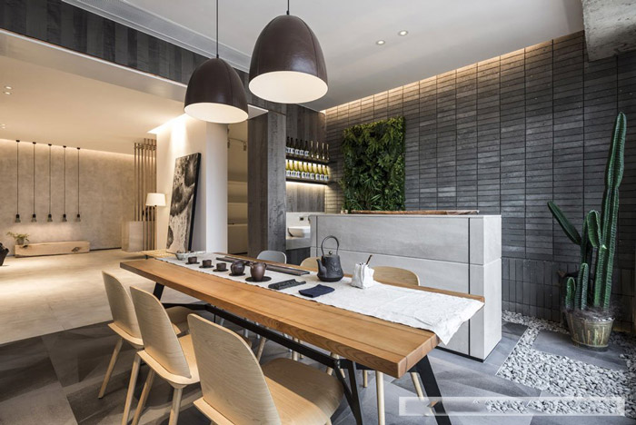 新中式辦公室飲茶區設計效果圖