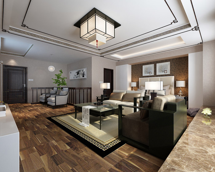 個人辦公室二樓洽談區裝修設計效果圖