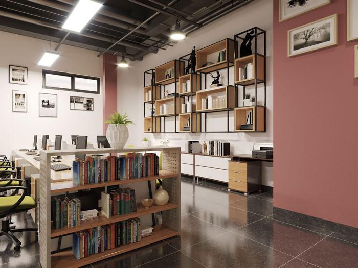 正方形辦公室儲(chǔ)藏區(qū)裝修效果圖