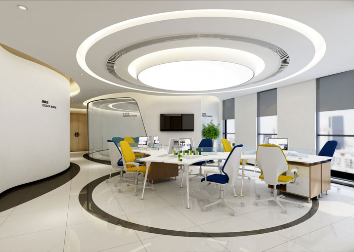 杭州茶飲公司辦公室辦公區裝修設計效果圖