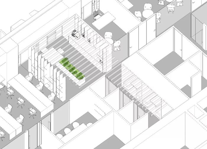 10000平方集團(tuán)辦公室設(shè)計(jì)軸測圖