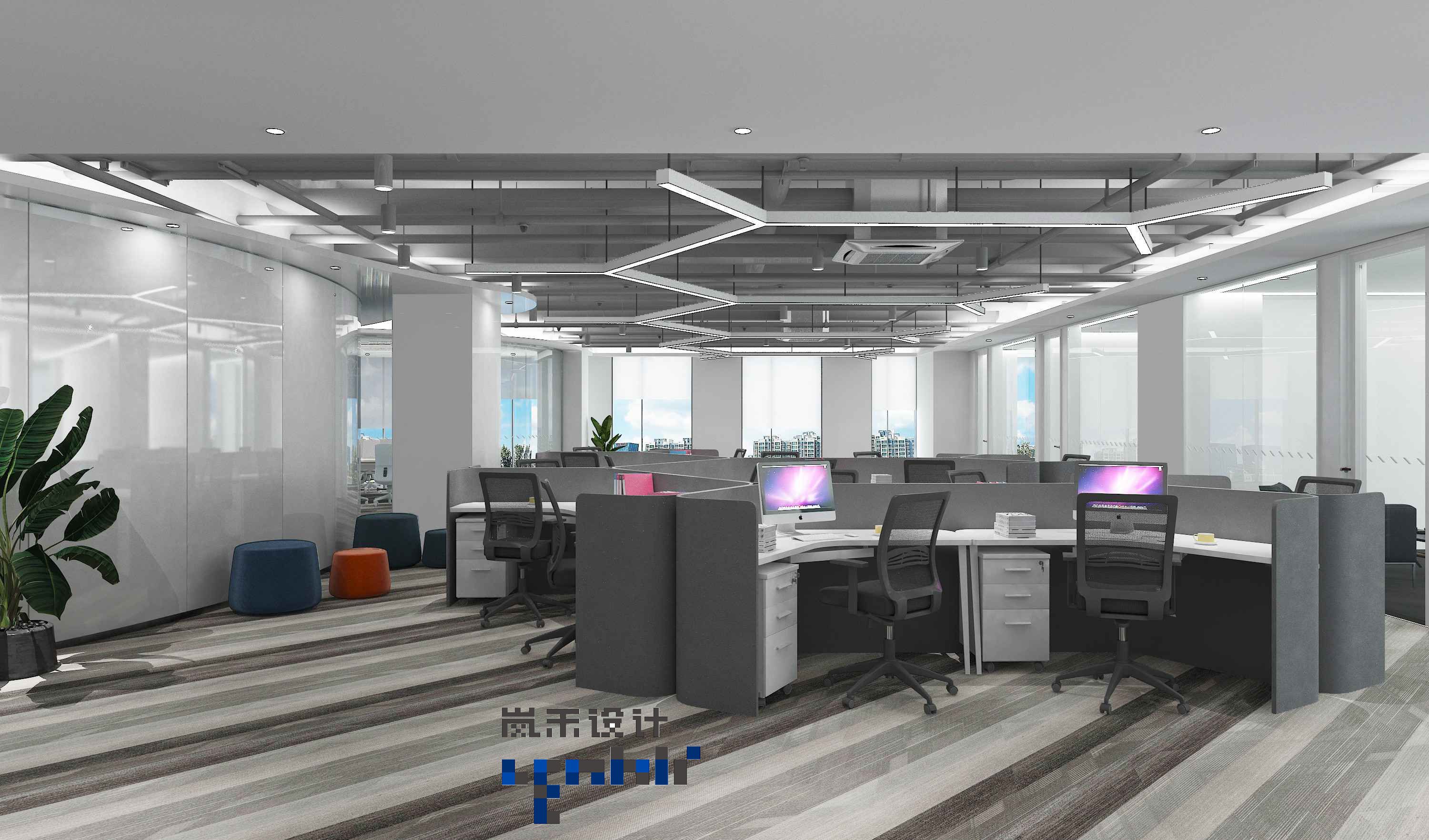 科技公司辦公室設計效果圖【680平方】
